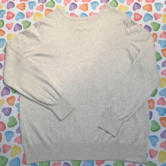 Festive Women’s Cream Round Neck Knit Long Sleeve with LOVE printed in heart - Picture 4 of 4